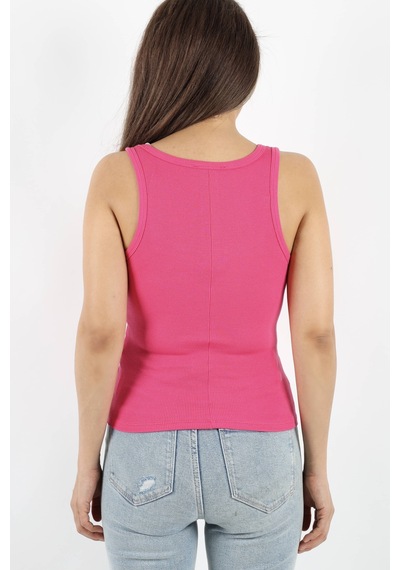 Ritnice Kadın Cotton Premium Doku Fuşya Pamuklu Basic Fitilli Atlet