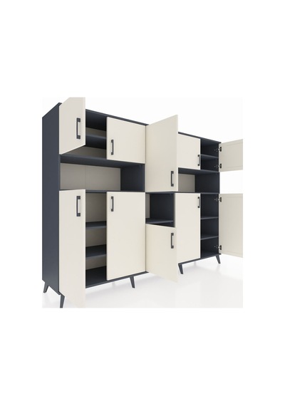 Hyperion Dolap 14 Raflı 10 Kapaklı 220x44x163 Antrasit-aytaşı/ant Antrasit-aytaşı/antrasit