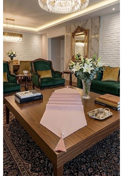 Çizgili Tek Runner, Colber Tek Runner 40x140cm Pudra Diğer