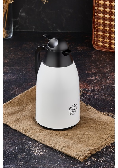 1,3 Litre Cam Hazneli Plastik Termos-beyaz