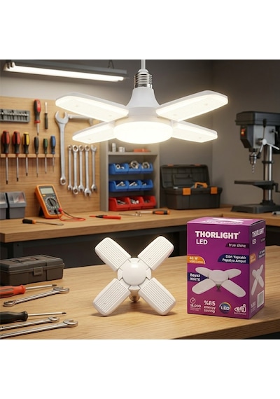 Katlanabilir Led Lamba 4 Kanatlı Geniş Açılı Papatya Tavan Ampulü E27