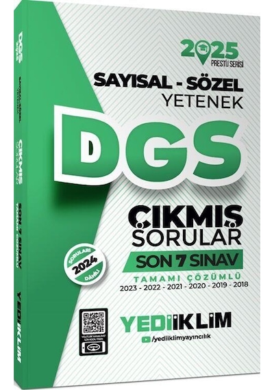 Yediiklim Yayınları 2025 Dgs Sayısal Sözel Yetenek Tamamı Çözümlü Son 7 Sınav Çıkmış Sorular