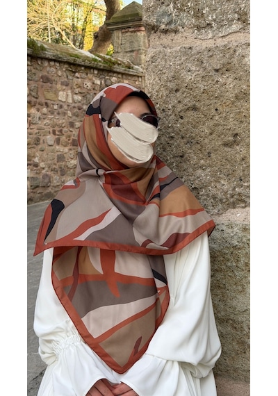 Qalortex Scarf Pamuklu Soft Rânâ Desen Eşarp-taba