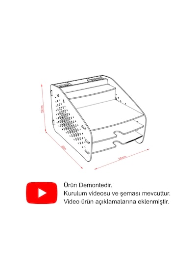 Design Otto Fx Medium Hexa - 6 Renk Evrak Rafı Masaüstü Organizer Siyah