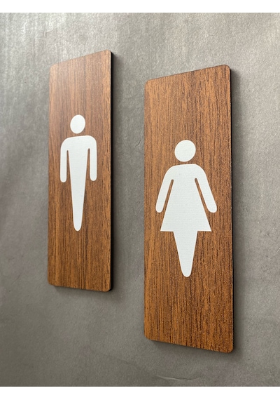 Ceviz Mdf Serisi Wc Kadın&erkek Set Yönlendirme Levhası
