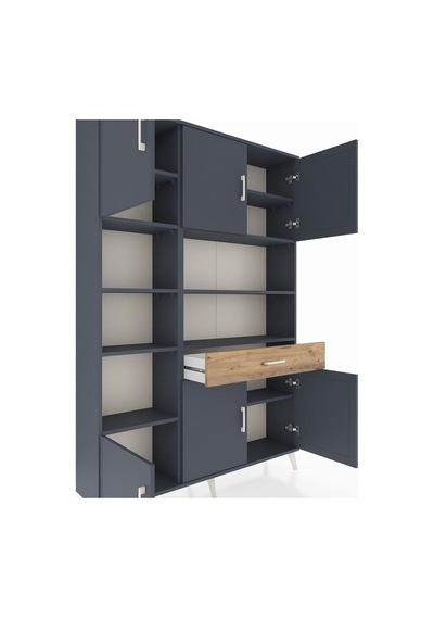 Arges Dolap 10 Raflı Tek Çekmeceli 6 Kapaklı 132x30x195 Antrasit-antrasit/çam Antrasıt/atlas Çam Arges Dolap 10 Raflı Tek Çekmeceli 6 Kapaklı 132x30x195 Antrasit-antrasit/çam Antrasıt/atlas Çam
