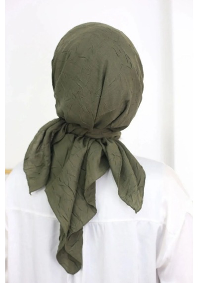 Melodi Scarf Kadın Tesettür Pratik Bambu Kraş Eşarp Haki Haki