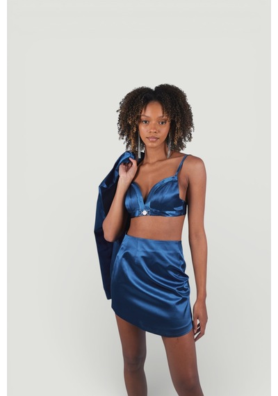 Holly Lolly Askılı Crop Saten Fancy Büstiyer Lacivert
