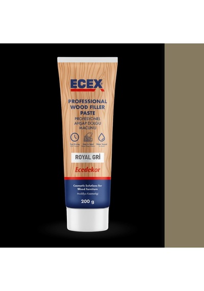 Royal Gri Ecedekor Ecex Ahşap Dolgu Macunu Tüp 200gr 200 G