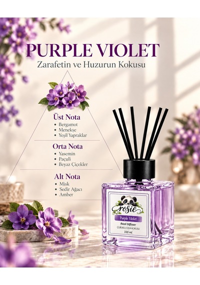 Rosie Mor Menekşe 7'li Çubuklu Oda Kokusu Seti 7 X 100 Ml Yumuşak Çiçeksi Koku Fresh