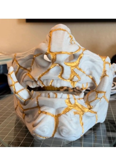 Kintsugi Oni Maskesi, Samurai Oni Mask, Samuray Maskesi, Onimask2