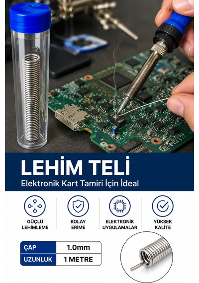 Teknozeel Tüp Lehim Teli 60 Kalay 40 Kurşun Oranı 1.00 Mm Tüp Lehim 15 Gram