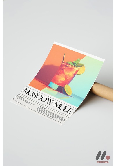 Moscow Mule Kokteyl Posteri, Çerçevesiz Yüksek Kalite Duvar Afişi - Mutfak Dekorasyonu
