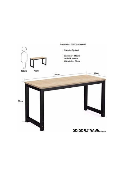 Zizuva Zizuva Tasarım 60X140Cm Siyah Ofis Mutfak Çalışma Masası