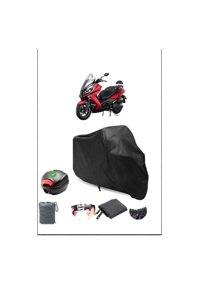 Siyah Kymco Downtown 250ı Arka Çanta Uyumlu Su Geçirmez Motosiklet Örtüsü