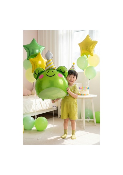 Şapkalı Safari Kurbağa Kafa Folyo Balon 73x52 Cm Safari Temalı Çocuk Doğum Günü Parti Süsü Çok Renkli