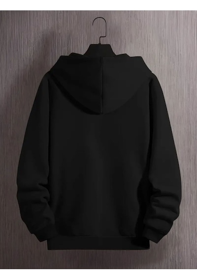 Medinenur Eşsiz Desen Kalın İçi Yumuşacık Sweatshirt Siyah