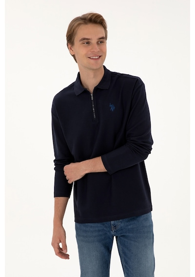 U.S. Polo Assn. Erkek Comfort Fit Yarım Fermuarlı Lacivert Sweatshirt 50313754-VR033