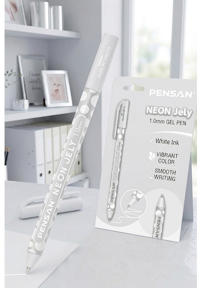 Beyaz Neon Tükenmez Kalem 2 Adet Pensan Neon Jely Fosforlu Jel Pilot Kalem Siyah Defter Kalemi Yumuşak Yazım