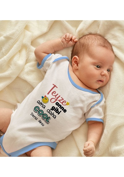 Bk Gift Bk Kids Kişiye Özel Mavi Bebek Body Zıbın - Model 52 6 - 9 Ay