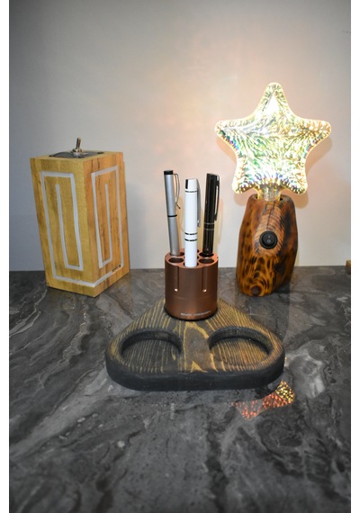 Alüminyum Revolver & Ahşap Tasarım Kalemlik Tıtan Copper & Bl