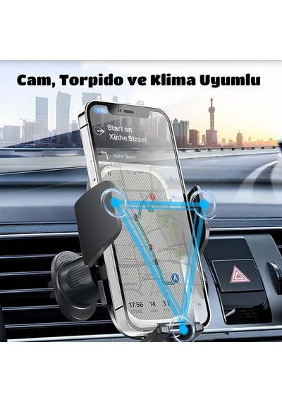 Cosmostech Araç Içi Ayarlanabilir Vantuzlu Premium Telefon Tutucu Stand