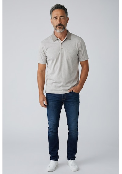 Erkek Simenti Fitilli Yakalı Penye Baba Taş Tshirt