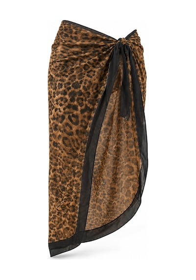 Tarzını Seç Bronze Leopar Yırtmaçlı Bağlamalı Pareo 155x111cm