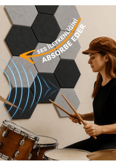 Beylini 12'li Akustik Panel Keçe 7mm Kendinden Yapışkanlı Duvar Kaplama Ses Isı Yalıtım Duvar Kaplama 23 Cm