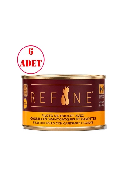 Refine Kısırlaştırılmış Kedi Konservesi Deniz Taraklı Havuç Ve Tavuk 85 Gr 6 Ad