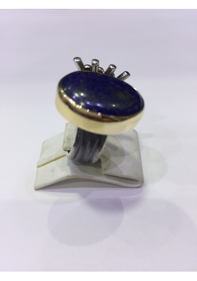 Lapis Lazuli Taşlı Gümüş Yüzük 925 Ayar Doğal Taş - 200423144