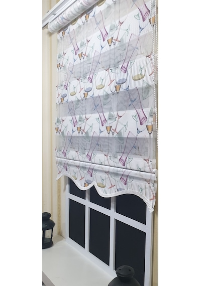 Pliseli Zebra Stor Kadeh Baskılı Etek Dilimli St 027 Beyaz