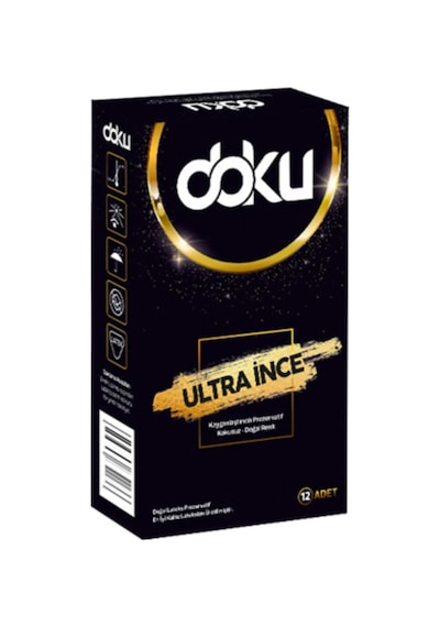 Doku Ultra İnce Kayganlaştırıcılı Doğal Lateks Prezervatif 12'li