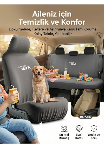 Hyundai İ40 İle Uyumlu Oto Koltuk Kılıfı Servis Tipi Günlük Koruma Gri