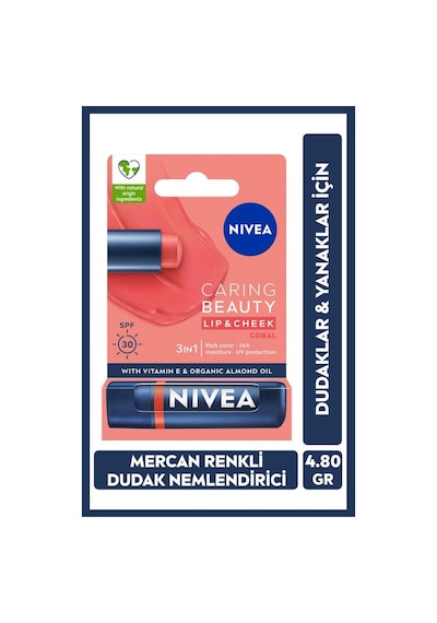 NIVEA Renkli Nemlendirici Dudak Bakım Kremi Coral SPF30 4.8 G