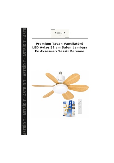 Premium Tavan Vantilatörü Led Avize 52 Cm Salon Lambası Ev Aksesuarı Sessiz Pervane