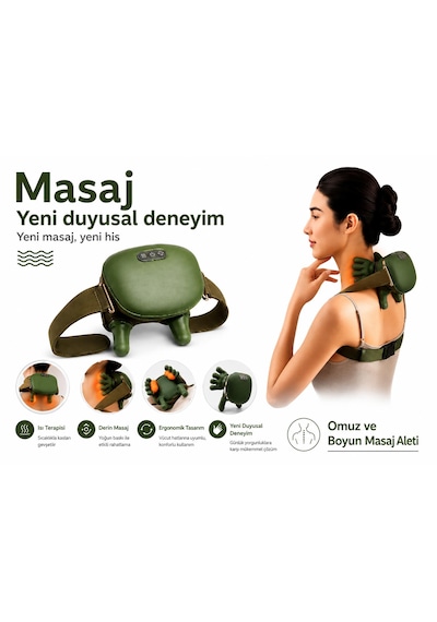 Gerçek İnsan Elli Hisiyatlı Masaj Aleti Şık Tasarım Isı Terapisi Derin Masaj Yeni Duygusal Deneyim 2000mah Sesiz Çalışma Açık Yeşil