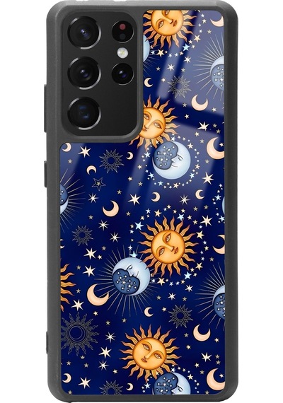 Samsung Uyumlu S-21 Ultra Ay Güneş Pijama Tasarımlı Glossy Telefon Kılıfı Çok Renkli