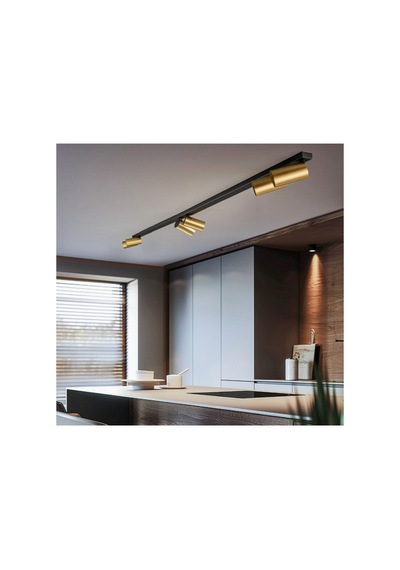 120 Cm Mat Gold Eskitme Kaplama 6lı Gu10 Led Spot Hareketli Başlık Led Tavan Altılı Avize Aydınlatma Siyah
