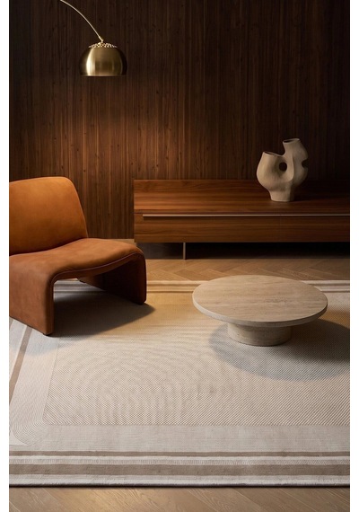 Hoom Rugs Vizyon 3506 Bej Vizon Çerçeveli Modern Akrilik Halı Bej - Vizon