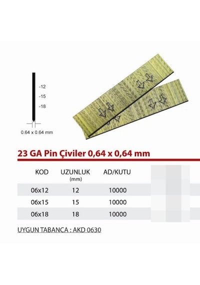 Akdeniz 06 15 Başsız Pin Çivi Adet/kutu:10.000