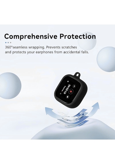 Caseonn Anker Soundcore Liberty 5 Pro Max Kılıf Askı Aparatlı Mat Silikon Siyah