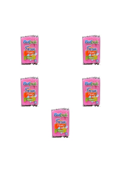 Burpak Frozen Kalın Kokteyl Buzlu İçecek Pipet - Düz - Pembe - 22 Cm. - 8 Mm. -100 Adetlik 5 Paket