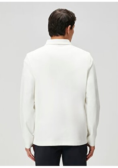 Beymen Club Beyaz Yarım Fermuarlı Polo Sweatshirt Beyaz