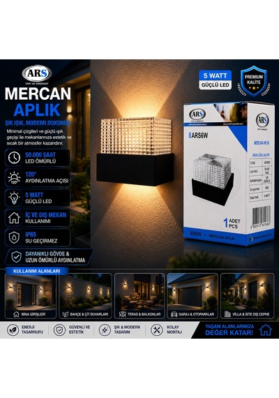 Ip66 50.000 Saat Led Ömrü 5w Mercan Led Aplik Duvar Lambası Ars-348957 Çok Renkli