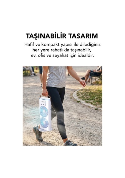 Masaüstü Vantilatör Taşınabilir Buzlu Su Spreyli Çift Katlı Fan Rgb Led Şarjlı Kumandalı 6000 Rpm