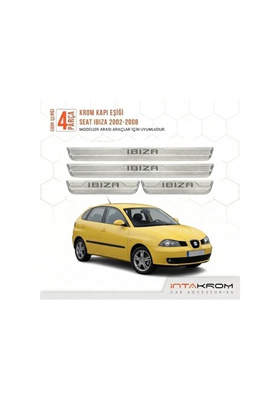 Seat İbiza 2002-2008 Uyumlu Satine Krom Kapı Koruma Eşiği 4 Parça