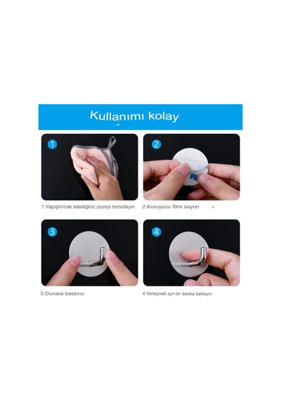 6lı 3m Bantlı Paslanmaz Çelik Askı Sus304 Materyalli, Su Geçirmez & İz Bırakmayan Duvara Zarar Vermez, Yuvarlak & Kare Modeller Banyo, Mutfak, Ofis İçin Yuvarlak