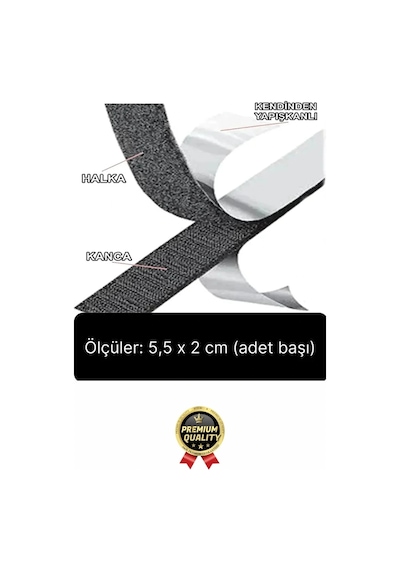 Ultra Güçlü İz Bırakmaz Çivisiz Tablo Çerçeve Asma Kendinden Yapışkanlı Siyah Cırt Bant 4'lü Set