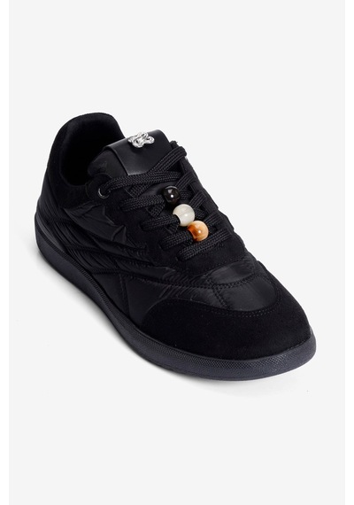 Mubiano Kadın Paraşüt Sneaker Süet Detaylı Boncuk Aksesuarlı Rika Siyah